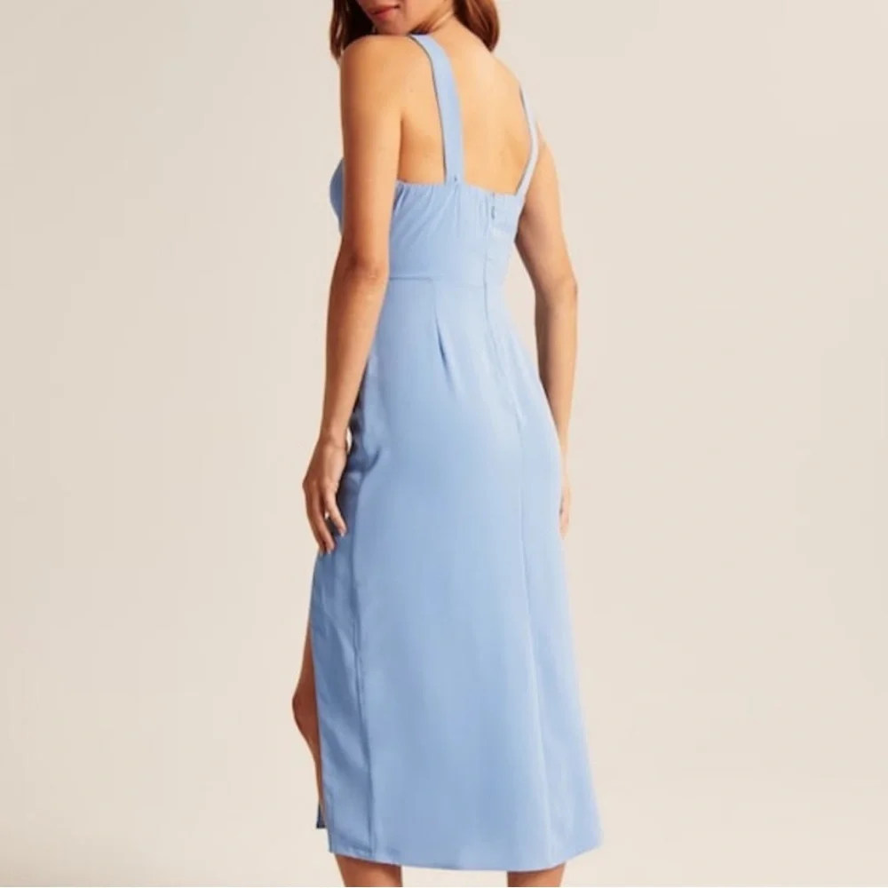 Abercrombie Tie Front Midi Dress in Light Blue - Picture 4 of 7